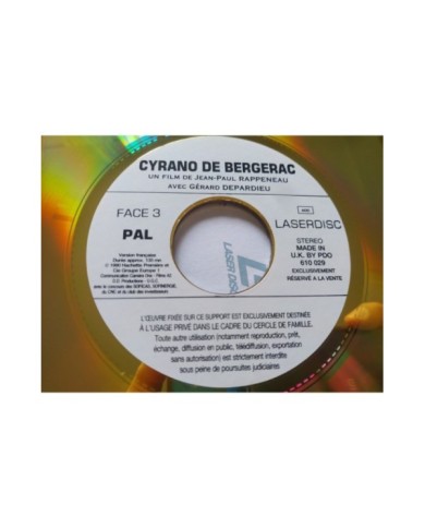 Cyrano De Bergerac Gerard DePardieu Rappeneau - 2 x LASERDISC LD Frances PAL Cyrano De Bergerac Gerard DePardieu Rappeneau - 2 x LASERDISC LD Frances PAL