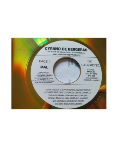 Cyrano De Bergerac Gerard DePardieu Rappeneau - 2 x LASERDISC LD Frances PAL Cyrano De Bergerac Gerard DePardieu Rappeneau - 2 x LASERDISC LD Frances PAL