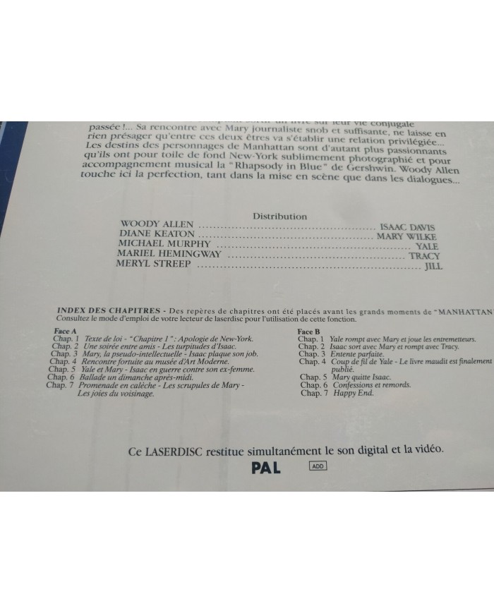 Manhattan Woody Allen Keaton Maryl Streep LASERDISC LD Ingles Frances PAL Nuevo