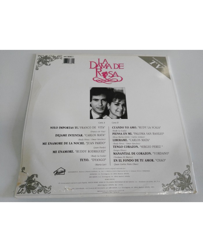 LA DAMA DE ROSA BSO OST LP 12" VG/VG+ 1991  SPANISH EDIT FIRST PRESS