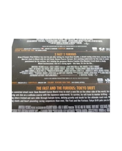 FAST AND FURIOUS + 2 FAST 2 FURIOUS + TOKYO DRIFT TRILOGY 3 X DVD STEELBOOK - AM