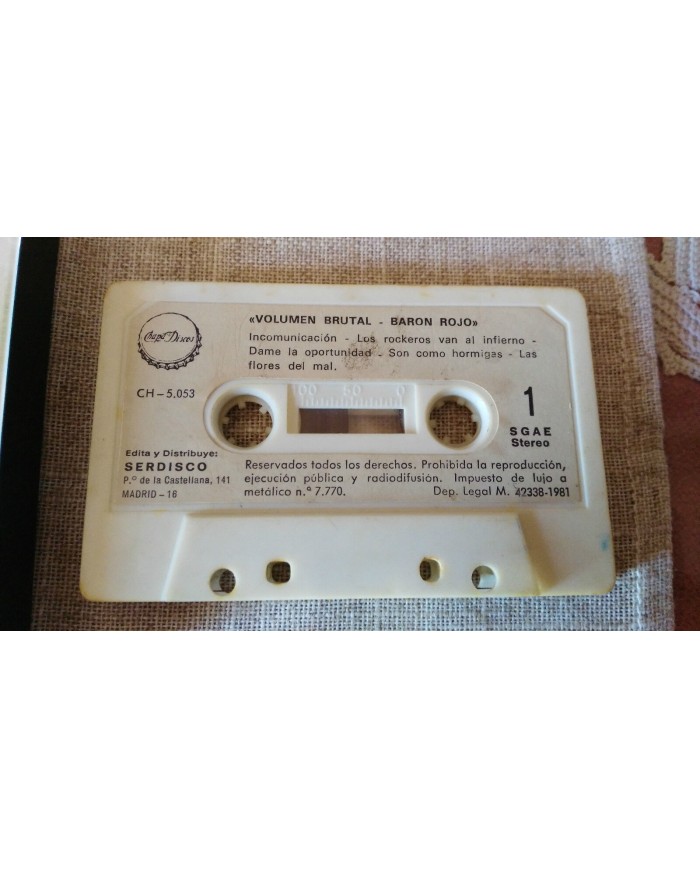 BARON ROJO VOLUMEN BRUTAL CINTA TAPE CASSETTE CHAPA DISCOS 1981 SPANISH EDITION