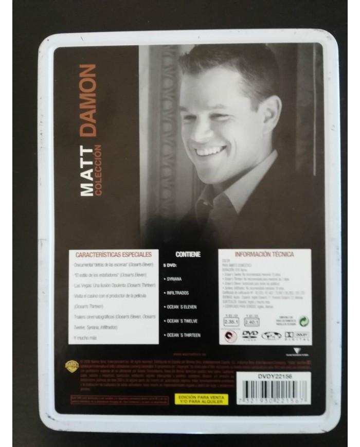 MATT DAMON Coleccion 5 Peliculas Ocean?s Syriana TIN BOX STEELBOOK 5 x DVD - 3T