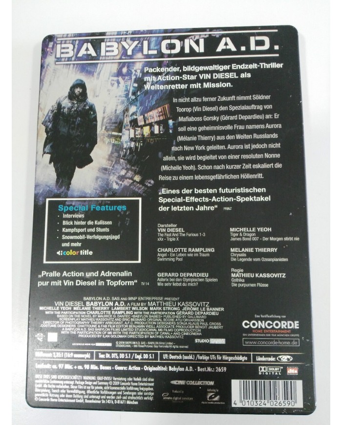 BABYLON A.D. 2 DVD STEELBOOK ENGLISH DEUTSCH - GERMAN EDITION VIN DIESEL - AM