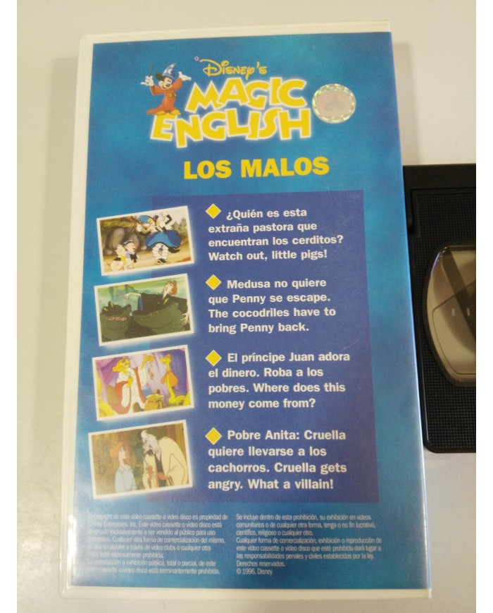 LOS MALOS MAGIC ENGLISH DESCUBRE EL INGLES CON WALT DISNEY VHS CINTA TAPE