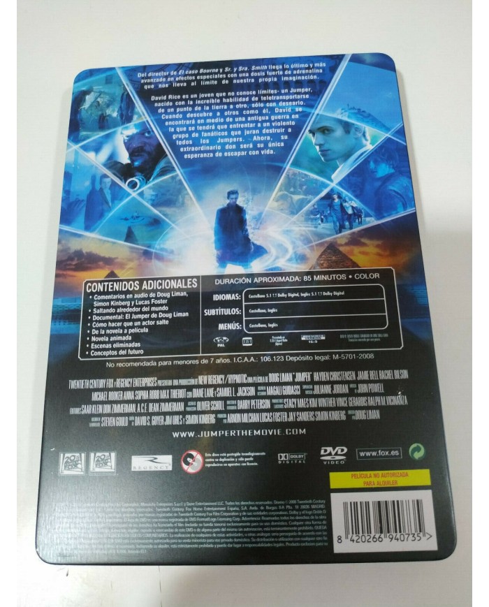 JUMPER DVD STEELBOOK + EXTRAS HAYDEN CHRISTENSEN ESPAÑOL ENGLISH - AM