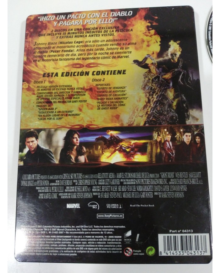 GHOST RIDER EL MOTORISTA FANTASMA - 2 X DVD STEELBOOK ESPAÑOL ENGLISH MARVEL 3T
