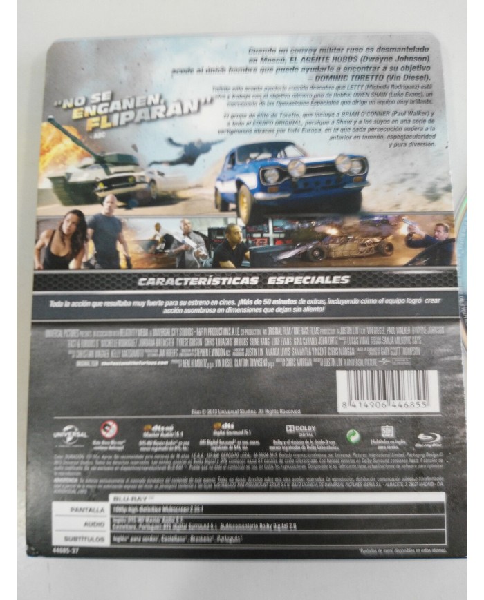 FAST & FURIOUS 6 - BLU-RAY STEELBOOK +EXTRAS ESPA?OL ENGLISH VIN DIESEL THE ROCK
