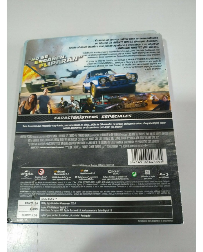 FAST & FURIOUS 6 - BLU-RAY STEELBOOK +EXTRAS ESPA?OL ENGLISH VIN DIESEL THE ROCK