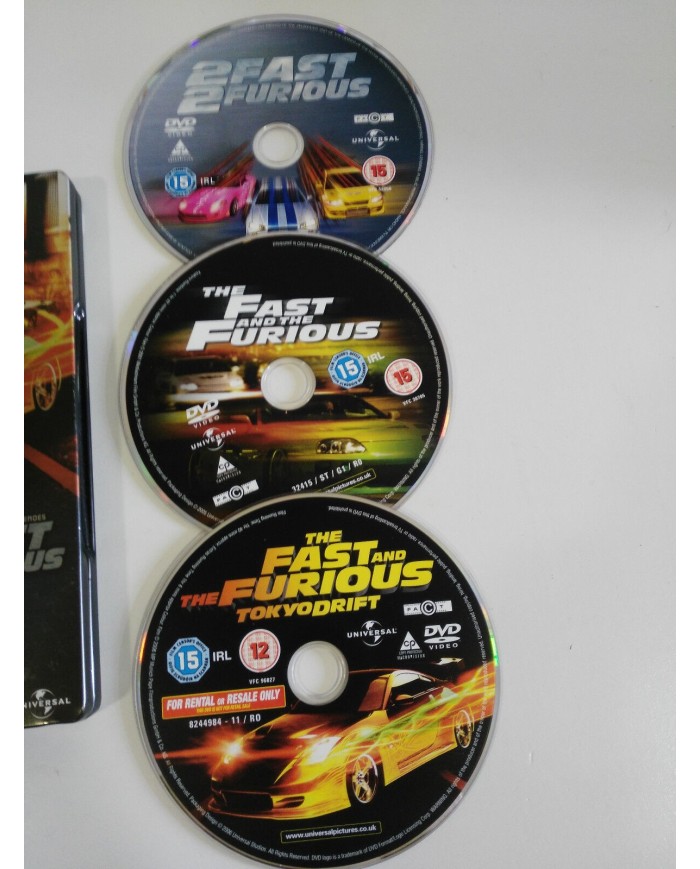 FAST AND FURIOUS + 2 FAST 2 FURIOUS + TOKYO DRIFT TRILOGY 3 X DVD STEELBOOK - AM