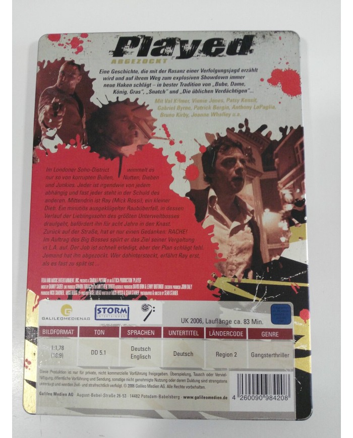 PLAYED ABGEZOCKT DVD STEELBOOK ENGLISH DEUTSCH - GERMAN EDITION VAL KILMER - AM