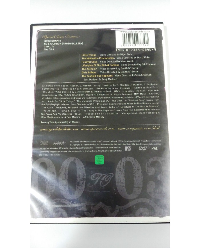 GOOD CHARLOTTE VIDEO COLLECTION DVD SONY 2003 - AM