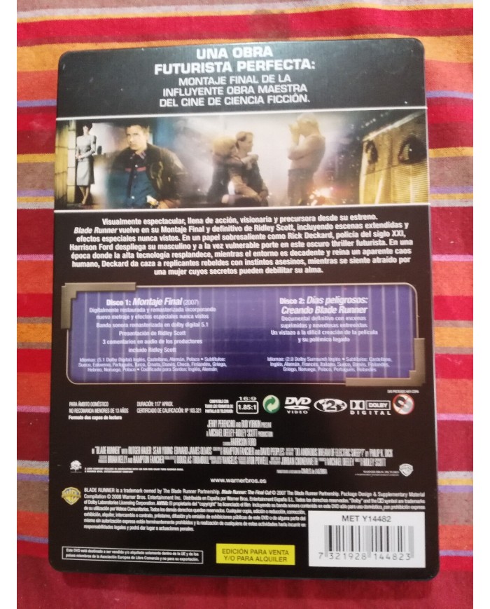 BLADE RUNNER MONTAJE FINAL 2 X DVD STEELBOOK HARRISON FORD - 5T