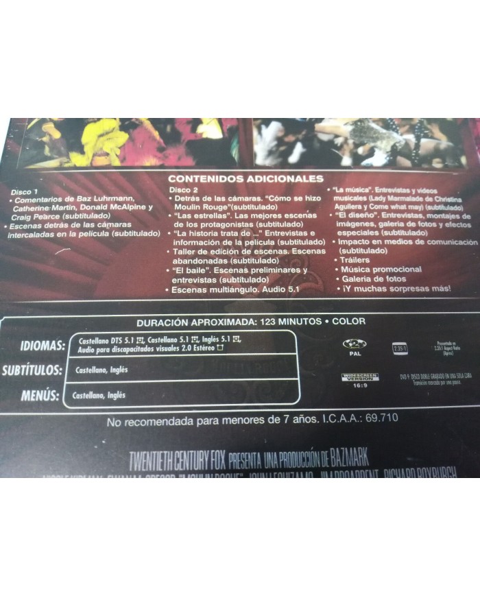 MOULIN ROUGE 2 X DVD STEELBOOK NICOLE KIDMAN EWAN MCGREGOR ESPA?OL ENGLISH - 3T