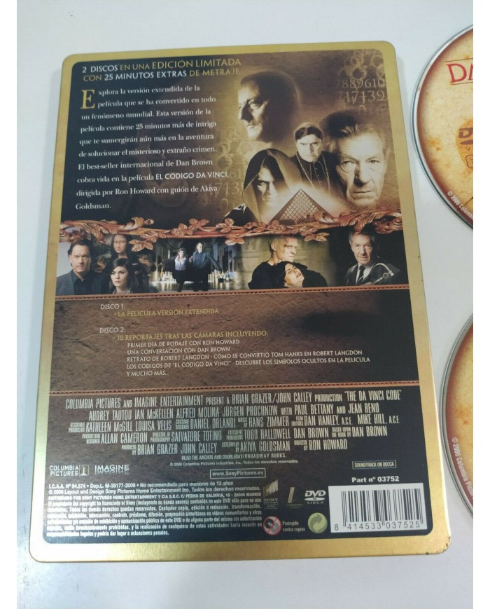 EL CODIGO DA VINCI Tom Hanks - 2 x DVD Steelbook Espa?ol English