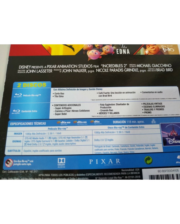 Los Increibles 2 Disney Pixar Steelbook 2 x Blu-ray + Extras Espa?ol English AM