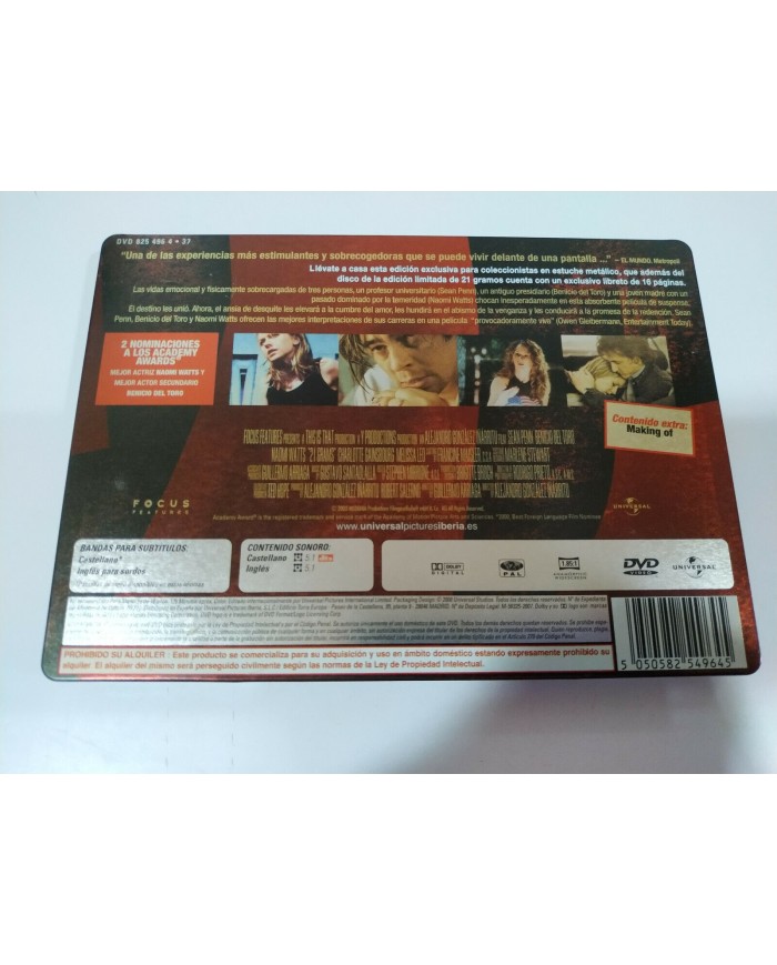 21 Gramos Sean Penn Benicio del Toro Naomi Watts DVD Steelbook - AM