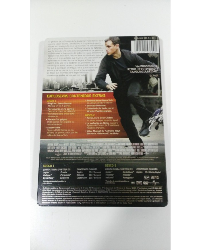JASON BOURNE EL ULTIMATUM DE BOURNE 2 DVD MATT DAMON STEELBOOK CAJA METALICA AM
