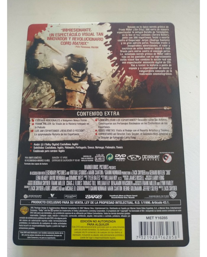 300 Edicion Coleccionista Steelbook - 2 x DVD + Extras Espa?ol English 3T