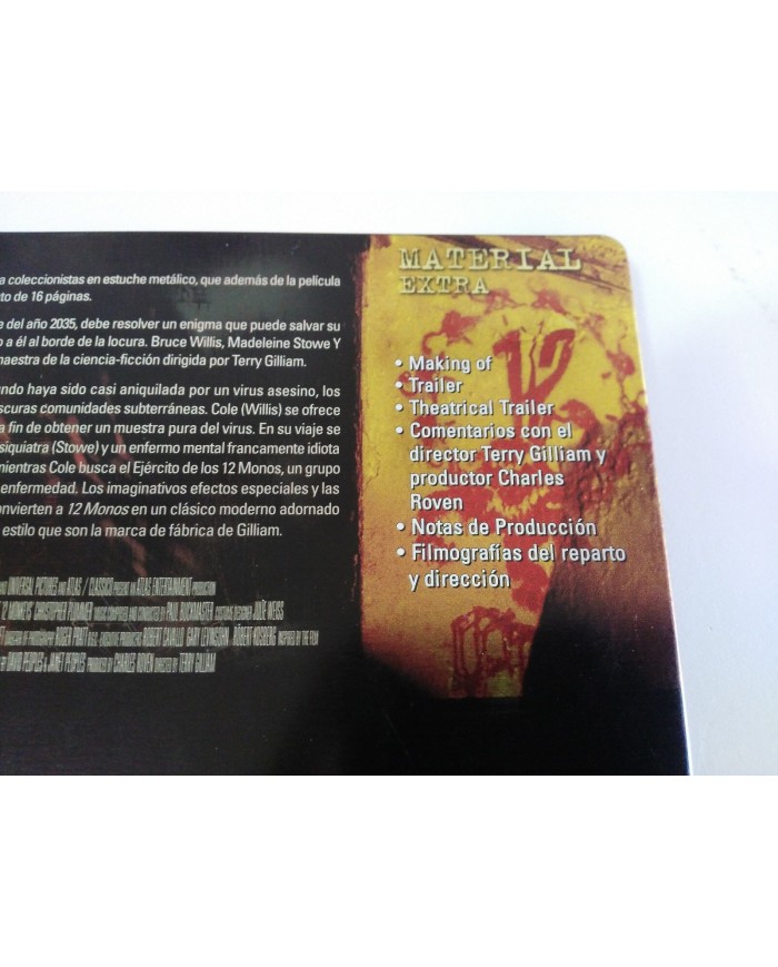 12 MONOS TWELVE MONKEYS BRAD PITT BRUCE WILLIS DVD STEELBOOK ESPA?OL ENGLISH AM