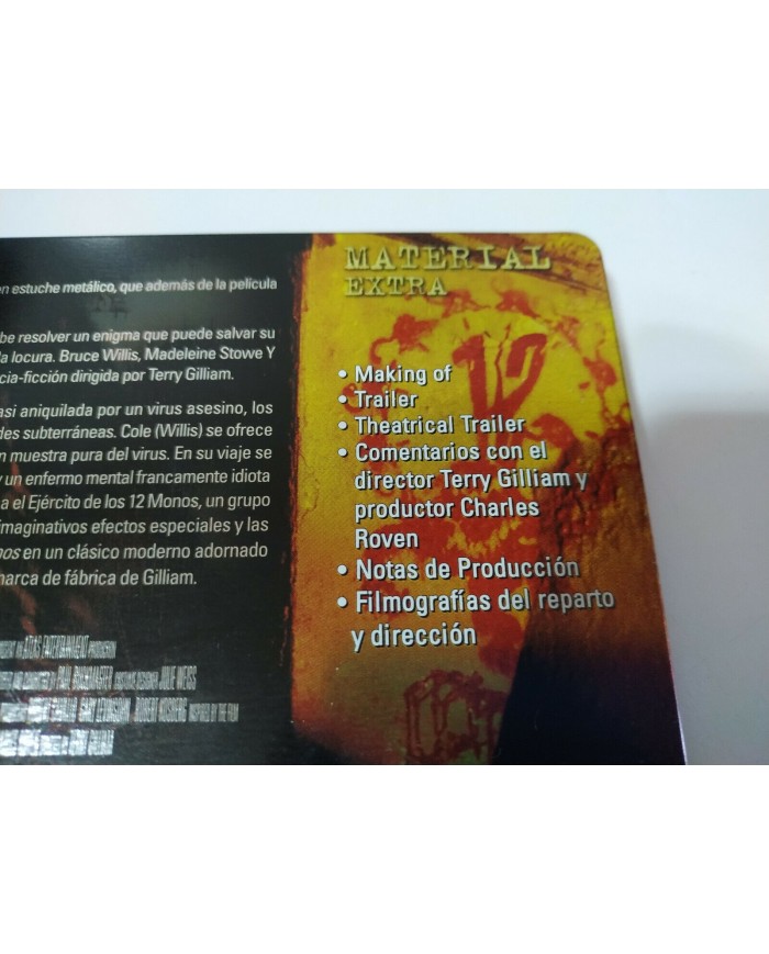 12 MONOS TWELVE MONKEYS BRAD PITT BRUCE WILLIS DVD STEELBOOK ESPA?OL ENGLISH AM