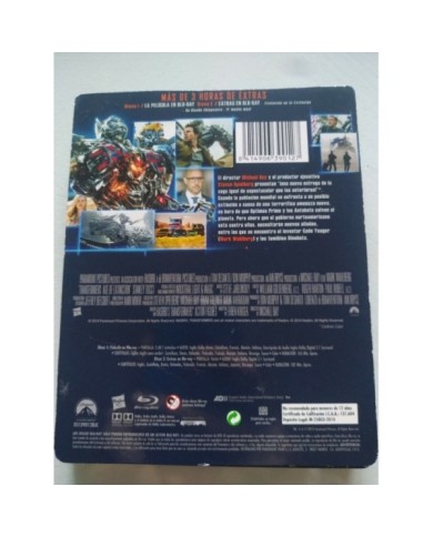 Transformers Age Of Extinction Steelbook 2 x Blu-Ray + Extras Espa?ol Ingles 2T Transformers Age Of Extinction Steelbook 2 x Blu-Ray + Extras Espa?ol Ingles 2T