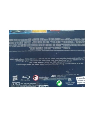 Transformers Age Of Extinction Steelbook 2 x Blu-Ray + Extras Espa?ol Ingles 2T Transformers Age Of Extinction Steelbook 2 x Blu-Ray + Extras Espa?ol Ingles 2T