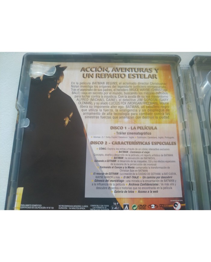 Batman Begins Christopher Nolan Bale DC - 2 x DVD Steelbook Espa?ol English Am