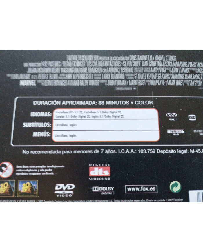 Los 4 Fantasticos y Silver Surfer Marvel Steelbook 2 x DVD Espa?ol Ingles Am