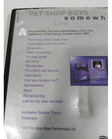 PET SHOP BOYS SOMEWHERE IN CONCERT DVD 1997 REGION 2 - 91 MIN GERMAN EDITION PET SHOP BOYS SOMEWHERE IN CONCERT DVD 1997 REGION 2 - 91 MIN GERMAN EDITION
