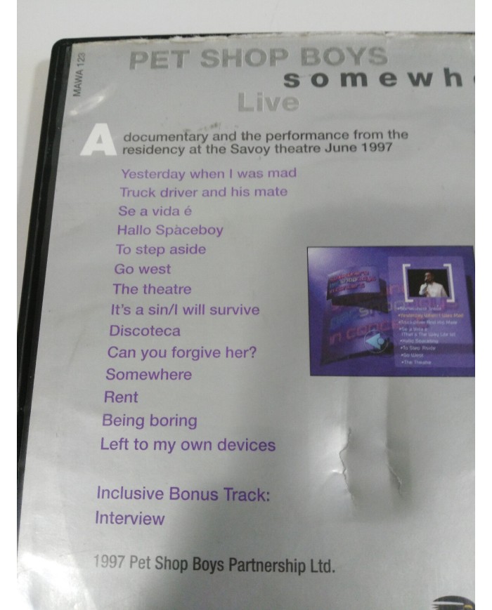 PET SHOP BOYS SOMEWHERE IN CONCERT DVD 1997 REGION 2 - 91 MIN GERMAN EDITION