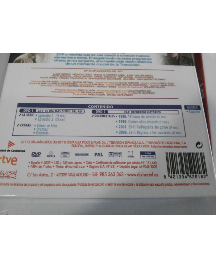 23-F EL DIA MAS LARGO DEL REY 2 X DVD SERIE TV COMPLETA LLUIS HOMAR QUER - 5T 23-F EL DIA MAS LARGO DEL REY 2 X DVD SERIE TV COMPLETA LLUIS HOMAR QUER - 5T