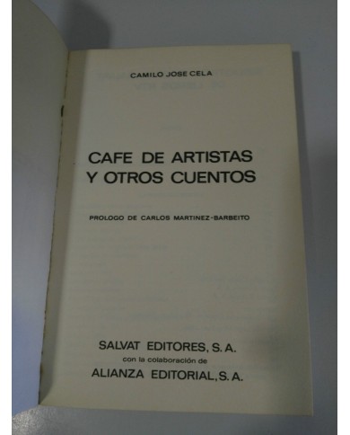 CAFE DE ARTISTAS Y OTROS CUENTOS CAMILO JOSE CELA LIBRO 190 PAGS RTV 6 - 1969