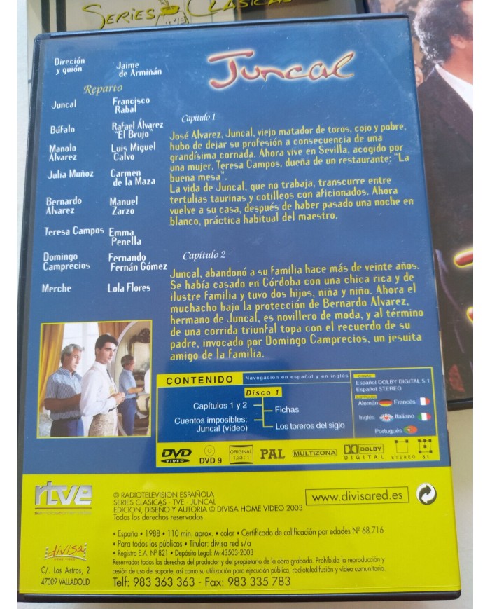 Juncal Serie TV Completa Francisco Rabal - 3 x DVD Espa?ol Ingles Region All Am
