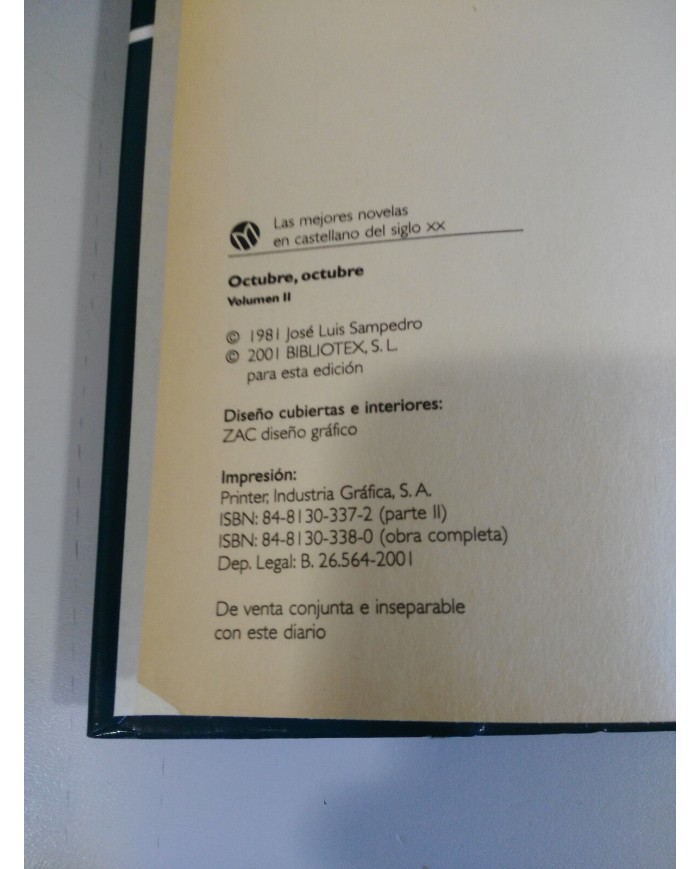 JOSE LUIS SAMPEDRO OCTUBRE OCTUBRE VOL II - LIBRO TAPA DURA