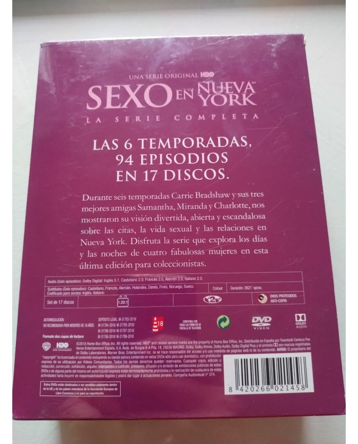 Sexo En Nueva York Serie Completa HBO 2018 DVD Espa?ol Ingles Region 2 Nueva 3T