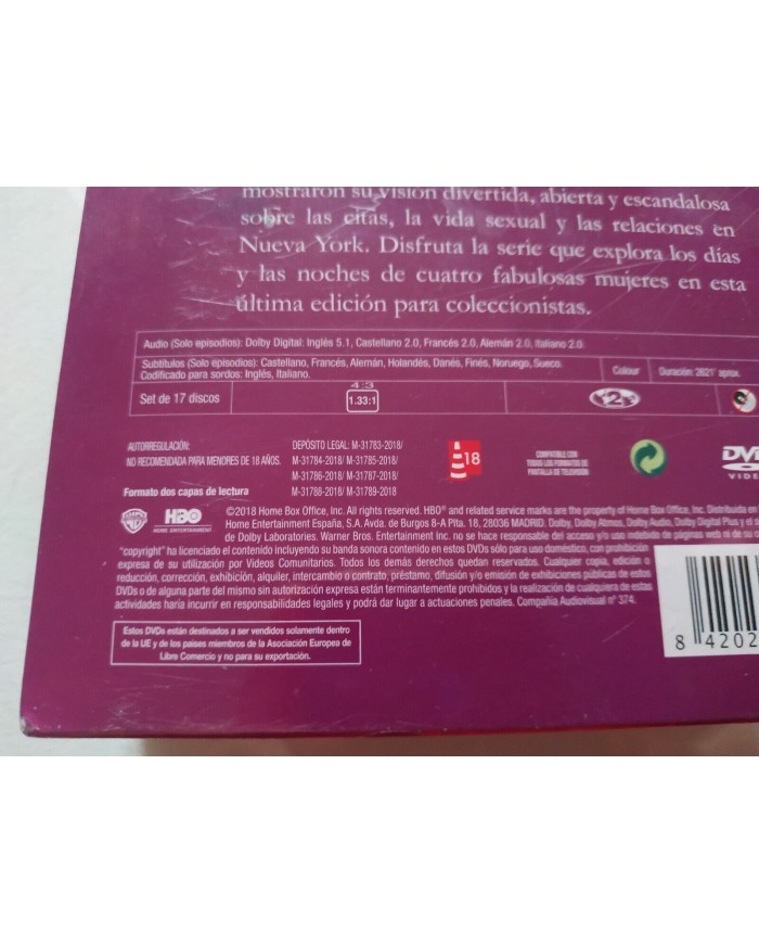 Sexo En Nueva York Serie Completa HBO 2018 DVD Espa?ol Ingles Region 2 Nueva 3T
