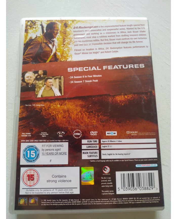 24 Redemption Kiefer Sutherland TV Series - DVD + Extras Ingles Region 2 Am