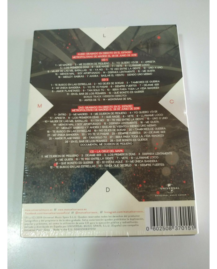 Manuel Carrasco La Cruz del Mapa Directo Metropolitano - 3 x CD + DVD Nuevo - 3T