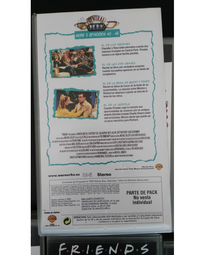 FRIENDS TEMPORADA SEASON 2 COMPLETA SERIE TV - 6 X VHS TAPE CINTA ESPA?OL PAL