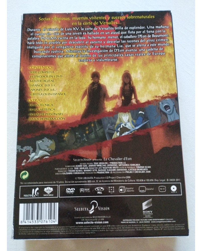 Le Chevalier D?Eon Serie Completa 24 Episodios 5 x DVD Reg 2 Espa?ol Japones 3T