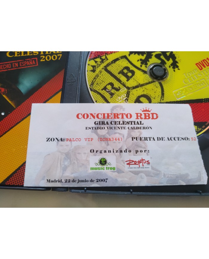RBD Rebelde Tour Celestial 2007 Hecho en Espa?a - 2 x DVD Con Entrada Concierto