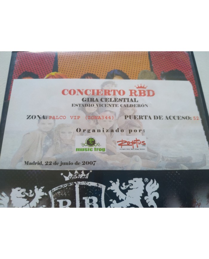 RBD Rebelde Tour Celestial 2007 Hecho en Espa?a - 2 x DVD Con Entrada Concierto