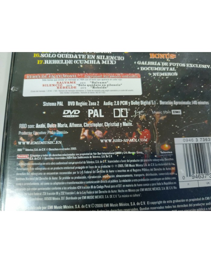RBD REBELDE DVD TOUR GENERACION RBD EN VIVO ANAHI DULCE - AM