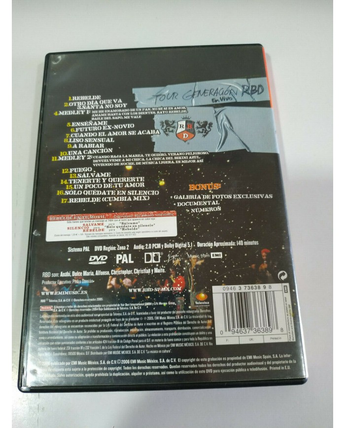 RBD REBELDE DVD TOUR GENERACION RBD EN VIVO ANAHI DULCE - AM
