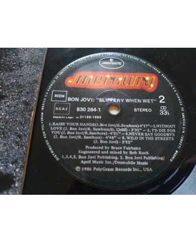 Bon Jovi Slippery When Wet 830264-1 1986 First Press LP Vinilo 12" VG/VG Mg Am
