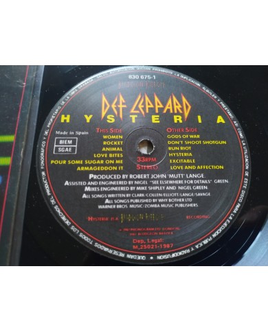 Def Leppard Hysteria 830675-1 1987 First Press - LP Vinilo 12" VG/VG Mg Am
