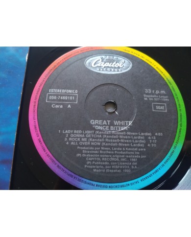 Great White Once Bitten 1990 Spain First Press - LP Vinilo 12" G+/VG Mg Am