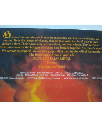 Manowar Fighting The World 790563-1 1987 First Press LP Vinilo 12" VG/VG Mg Am