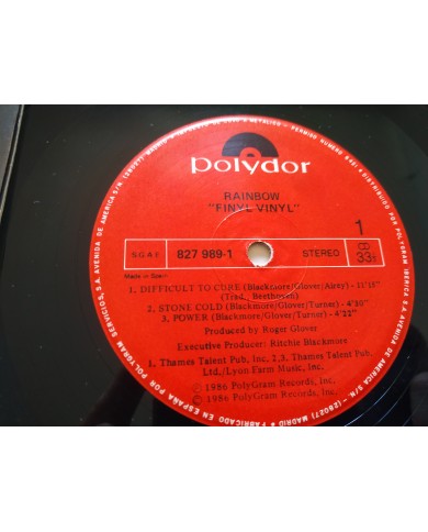 Rainbow Finyl Vinyl 827988-1 1986 First Press - LP Vinilo 12" VG/VG Mg Am
